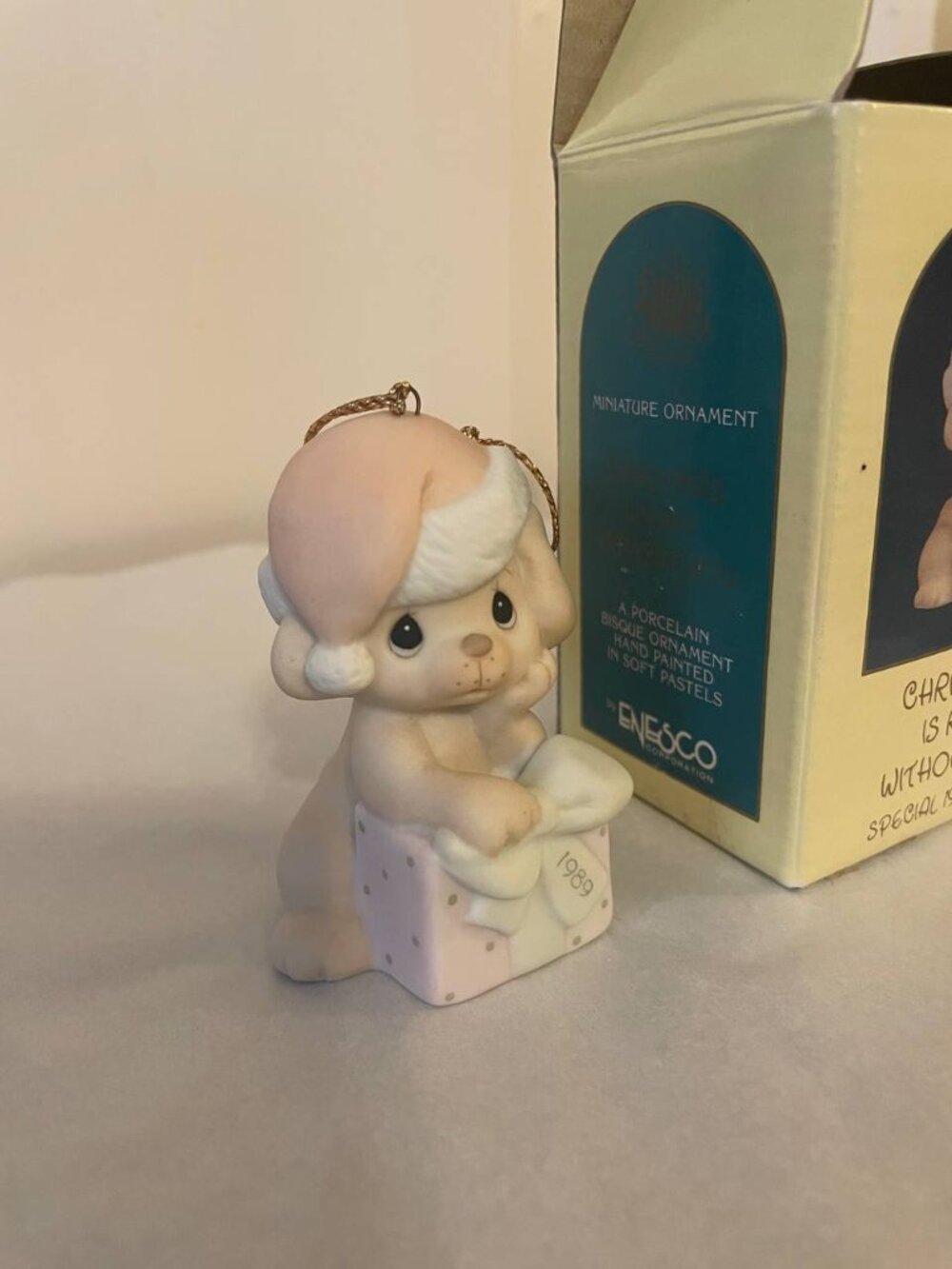 Precious Moments Enesco 1989 "Christmas Is Ruff" Dog Ornament - Vintage